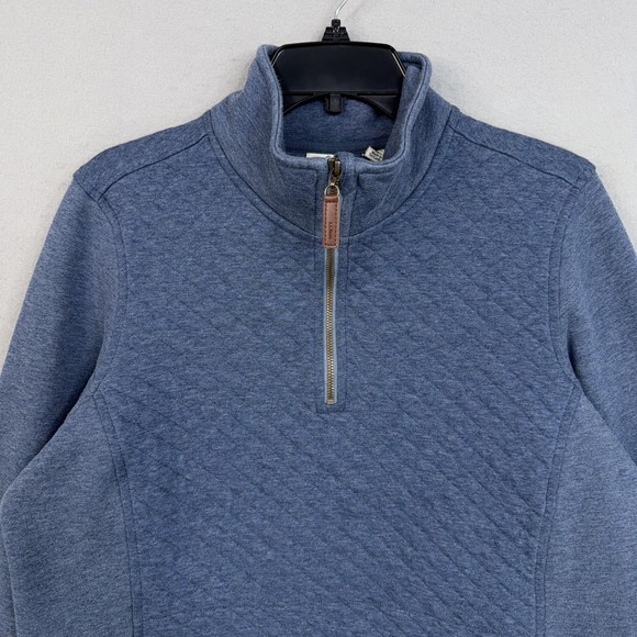 L.L.Bean Sweater Womens Large Tall LT Quilted 1/4 Zip Pullover Fleece Pockets - Picture 2 of 13